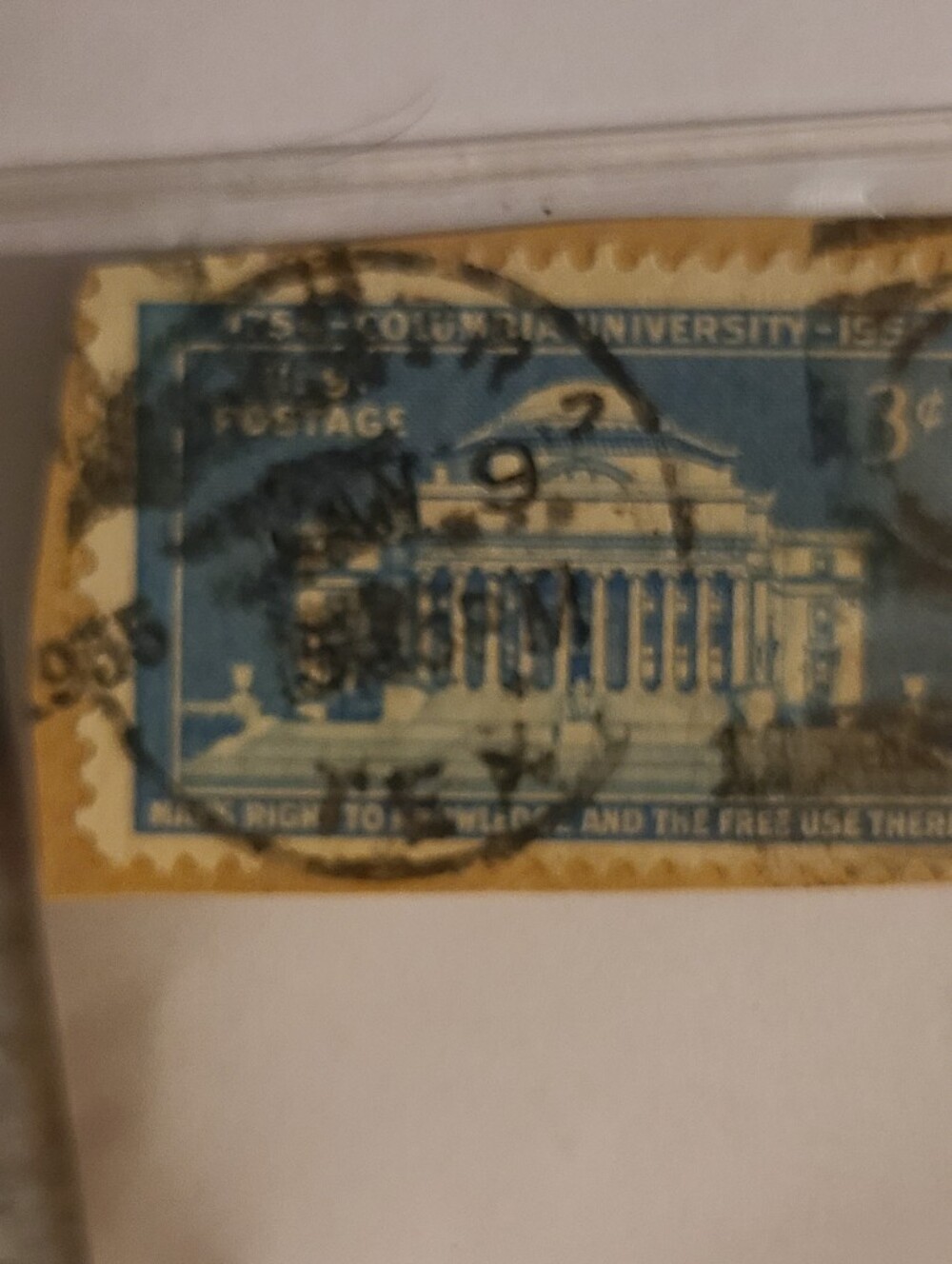 Unique Vintage Columbia University Stamp - Blue and Tan - Picture 3 of 5